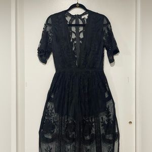 Honey Punch Maxi Lace Romper / Dress Size Large